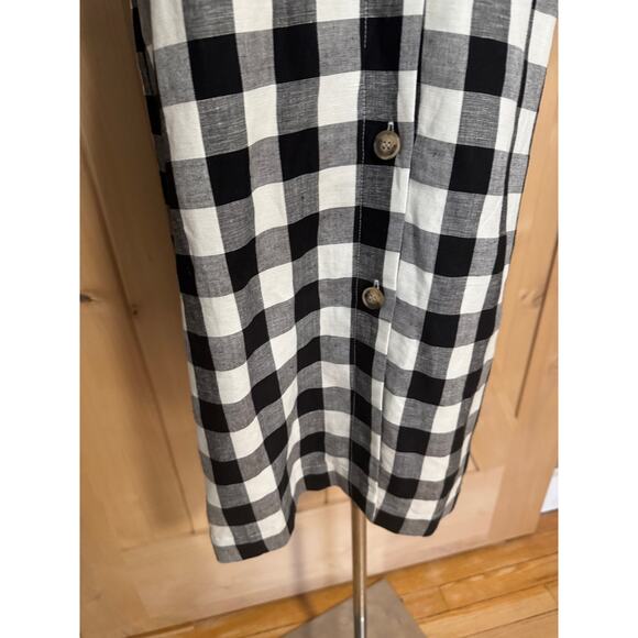 Loft | Black White Gingham Plaid Cotton Button Puff Sleeve Dress | Size 12T - Picture 5 of 14